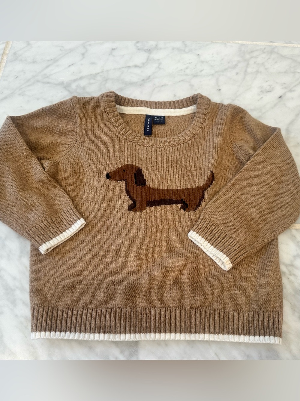 Janie and Jack Brown Crewneck Sweater with Dachshund